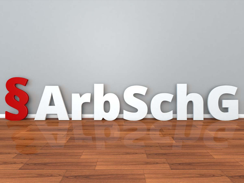 Die Abkürzung von Arbeitsschutzgesetz visuell groß dargestellt: ArbSchG