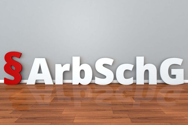 Die Abkürzung von Arbeitsschutzgesetz visuell groß dargestellt: ArbSchG