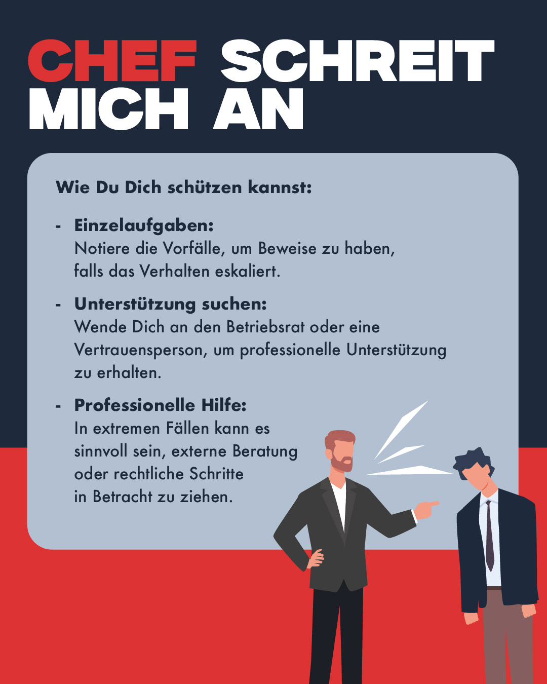 CHEF MICH SCHREIT AN: Wie Du Dich schützen kannst: Tipps