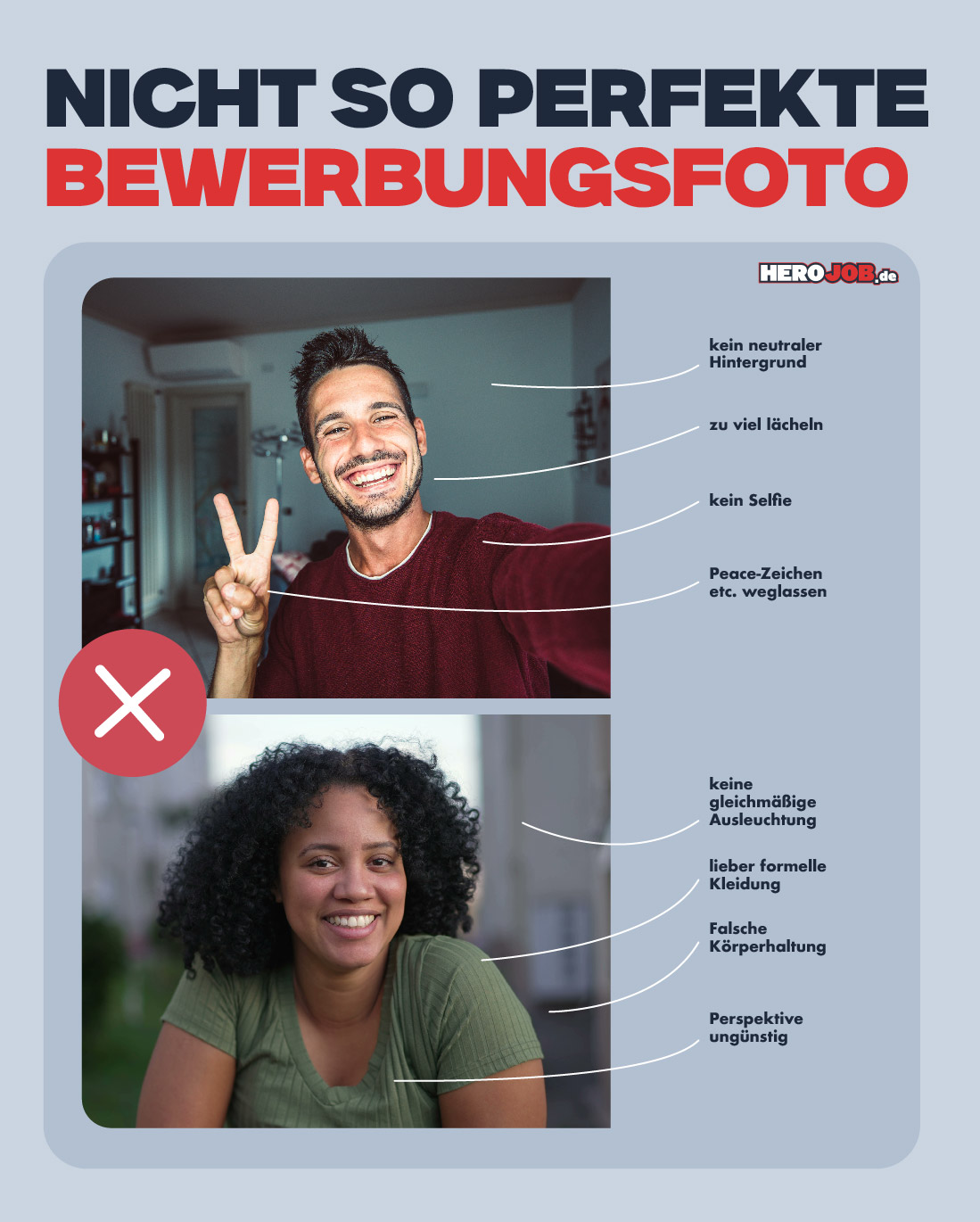 Beispiele für schlechte Bewebrungsfotos