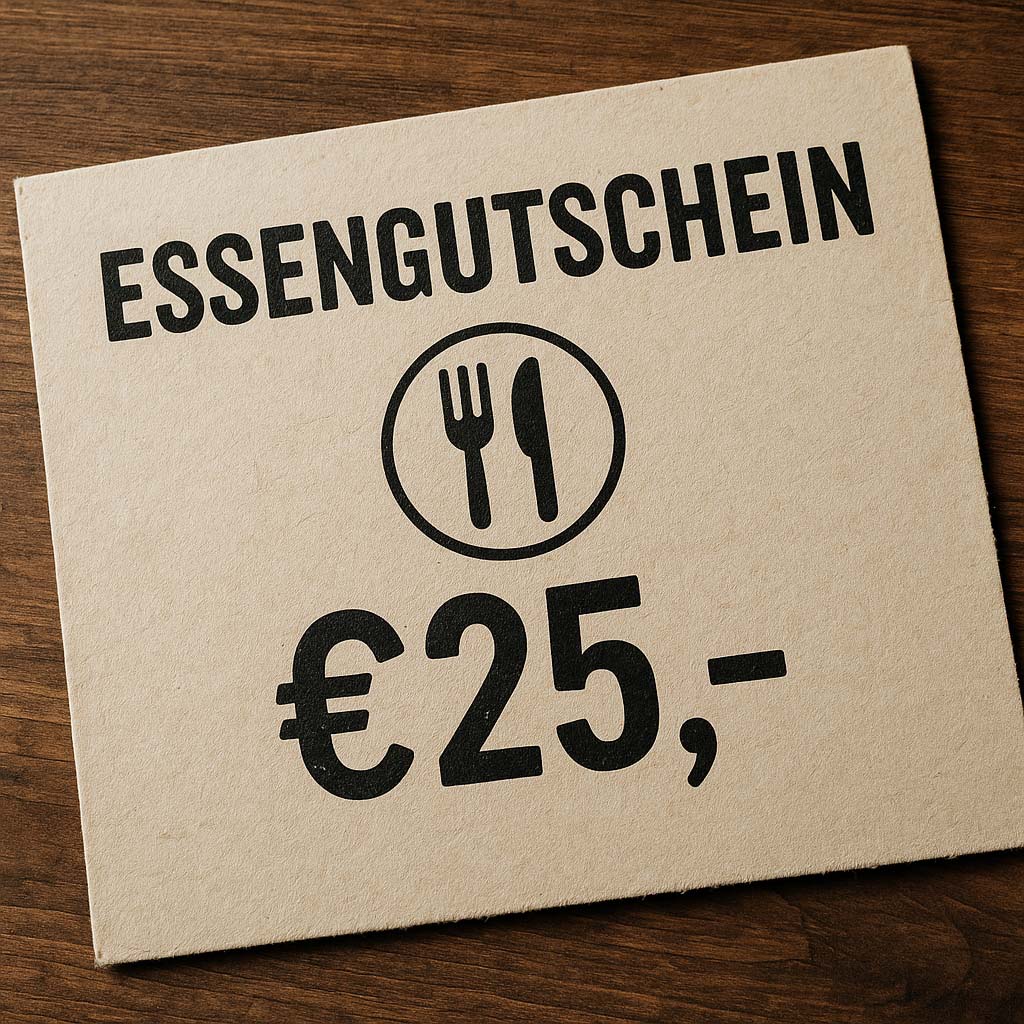 Bild von einem großen Essensgutschein in Papierform